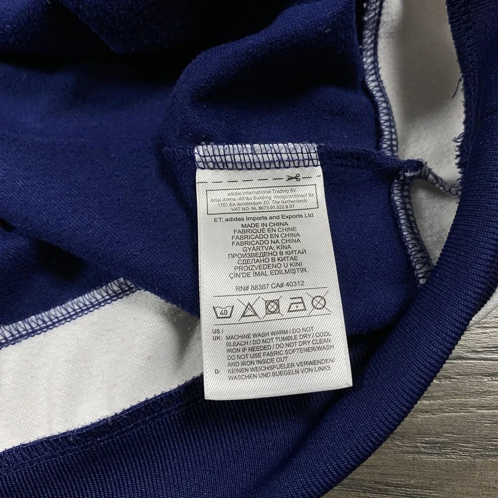Adidas Hoodie Mens XL Navy Blue Blacksburg Soccer Pullover 3‎ Stripe Sweatshirt